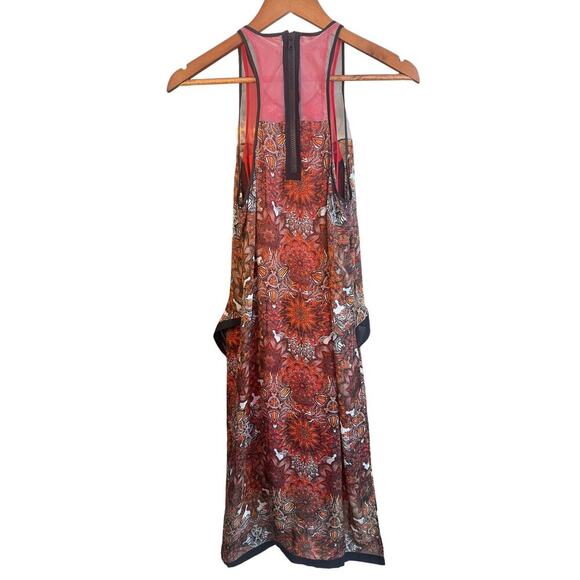 Helmut Lang Red Mandala Print Silk Dress Asymmetrical Wrap Sleeveless size 2 - Picture 4 of 12